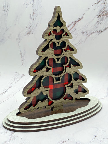 Plaid Christmas Tree Sitter Decor (Pre-Order)